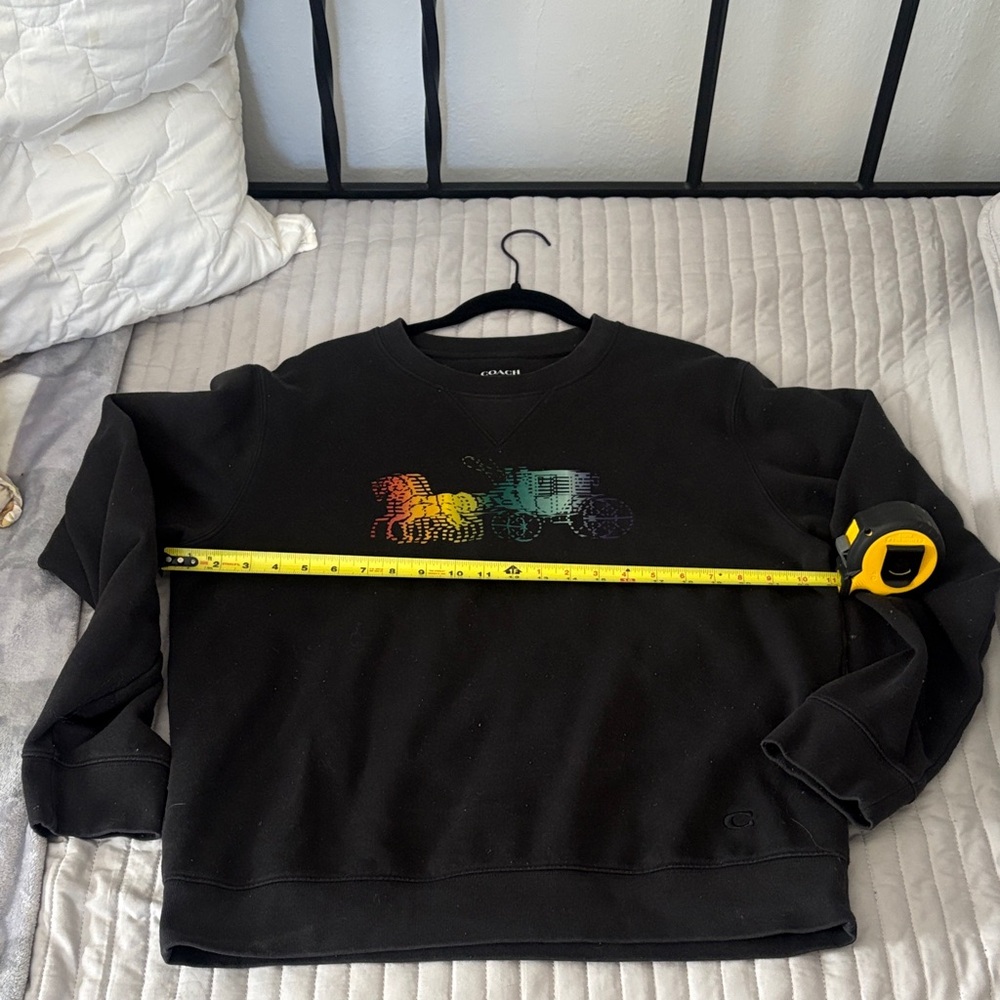 Authentic Coach Black Crewneck Sweater with Multicolor Logo - Picture 2 of 4
